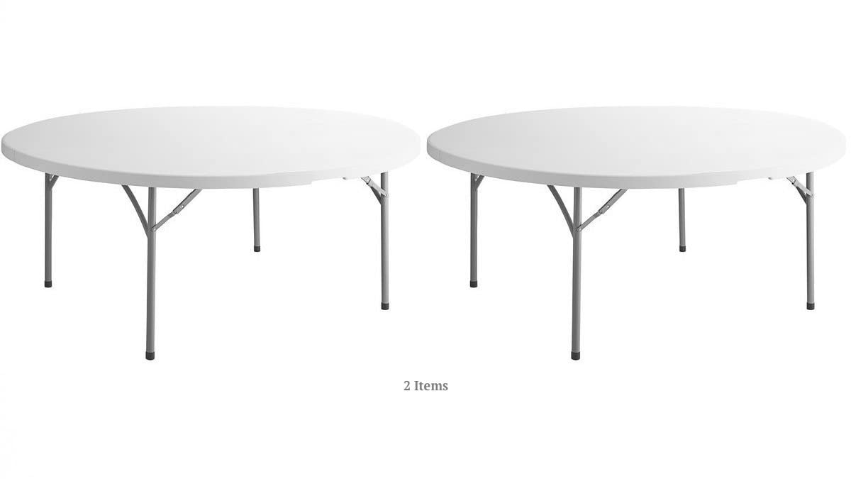 White 6-ft Plastic Folding Round Table L52682