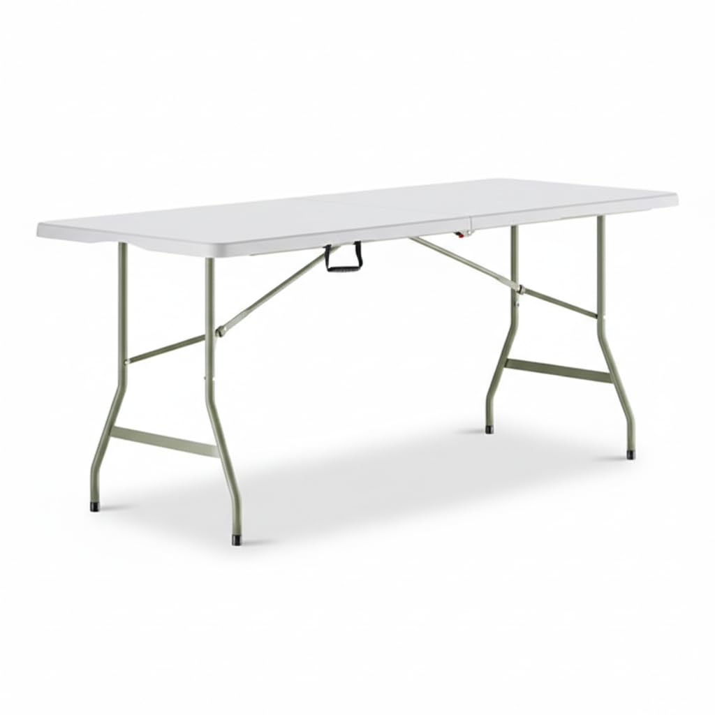 Set of 5 White Plastic Bi-Folding Rectangular Event Tables X9168