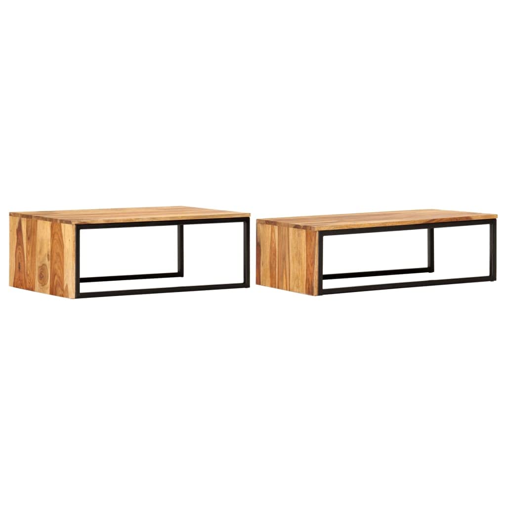 Brown Solid Sheesham Wood Nesting Coffee Table Set of 2 D9867