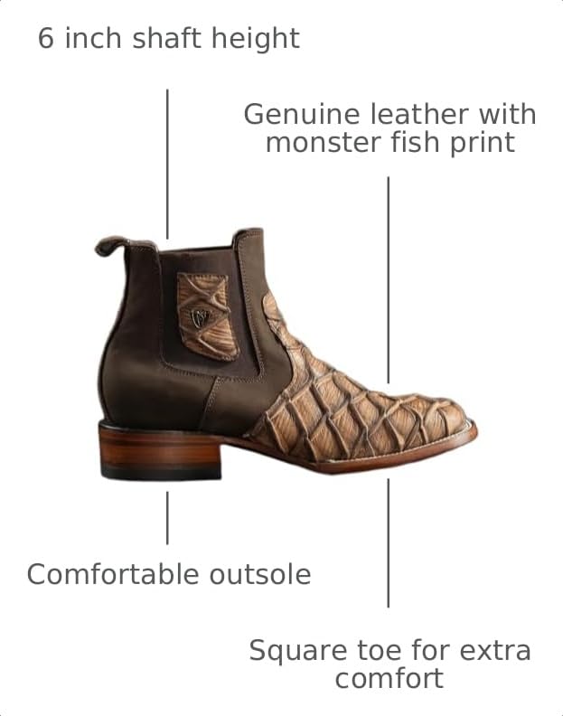 Genuine Leather Square Toe Ankle Cowboy Western Boots P887