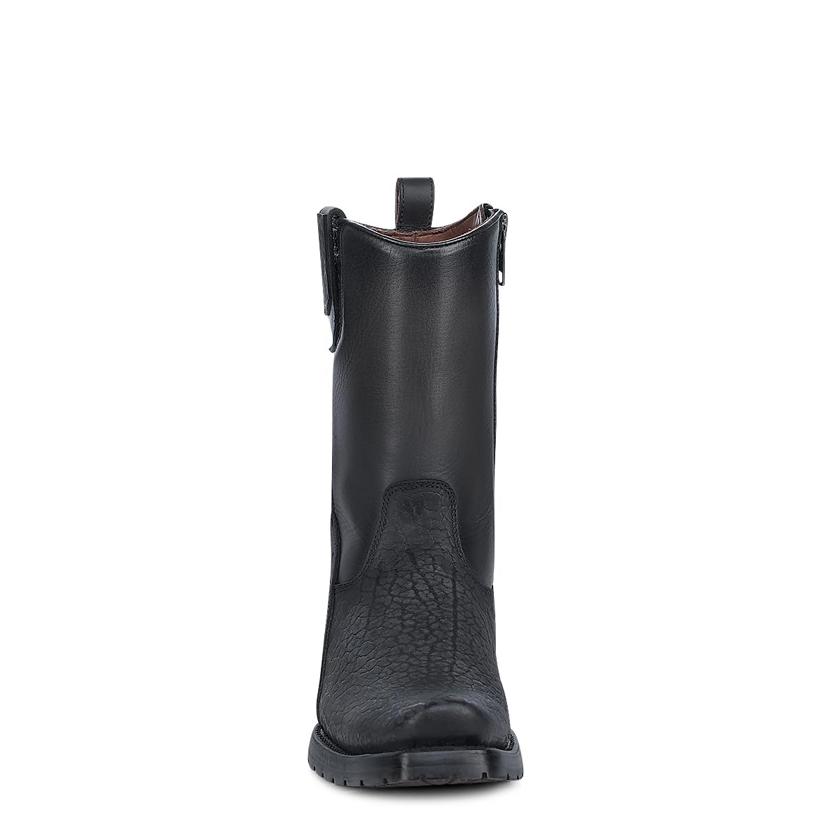 Dark gray Leather Side Zipper Western Boots M360