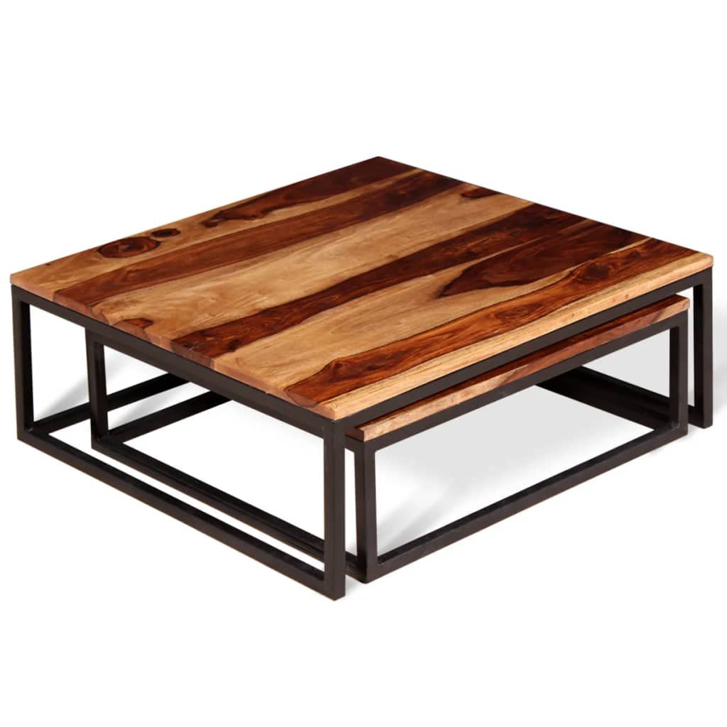 Two Piece Solid Sheesham Wood Nesting Coffee Table Set K94072