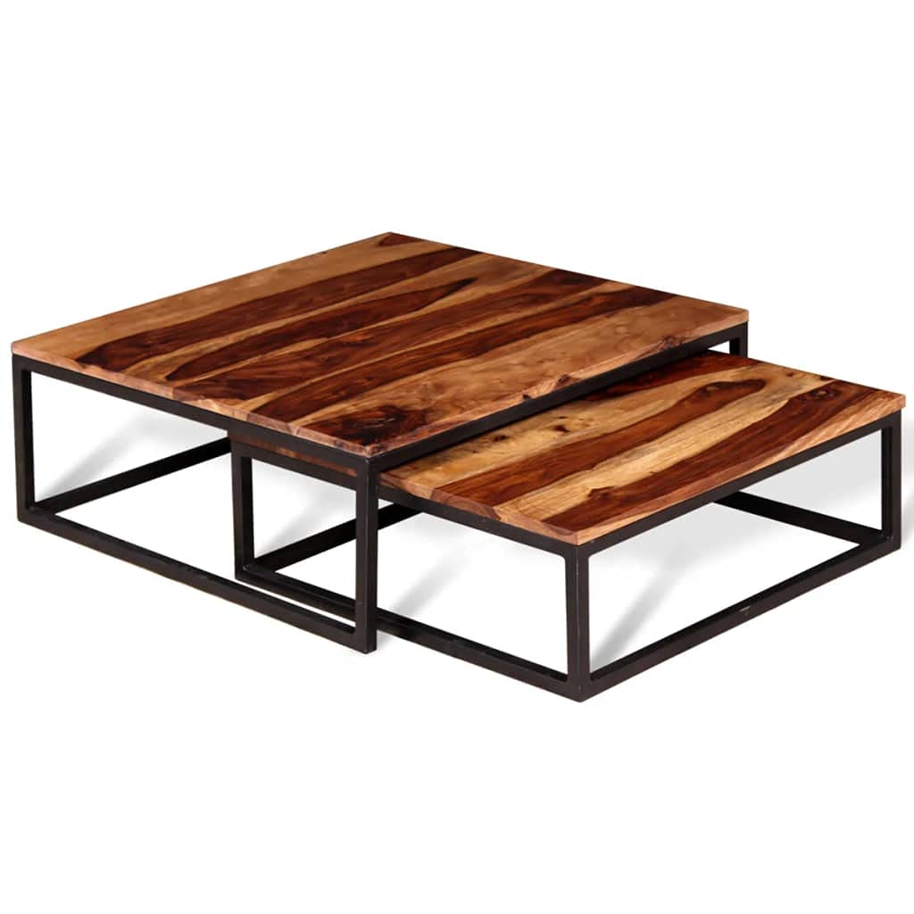 Two Piece Solid Sheesham Wood Nesting Coffee Table Set K94072