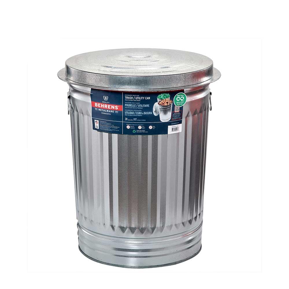 Galvanized Steel 31-Gallon Trash Can I522