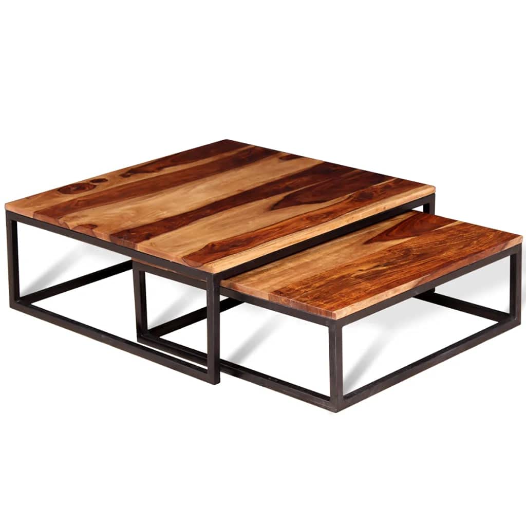 Two Piece Solid Sheesham Wood Nesting Coffee Table Set K94072