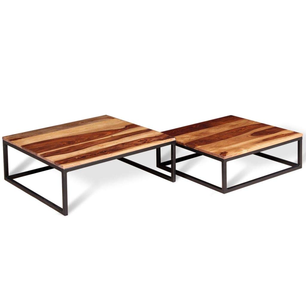 Two Piece Solid Sheesham Wood Nesting Coffee Table Set K94072