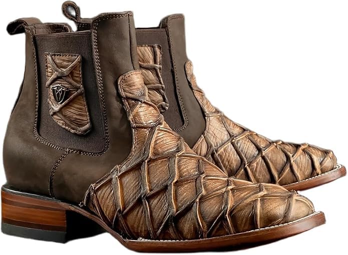 Genuine Leather Square Toe Ankle Cowboy Western Boots P887