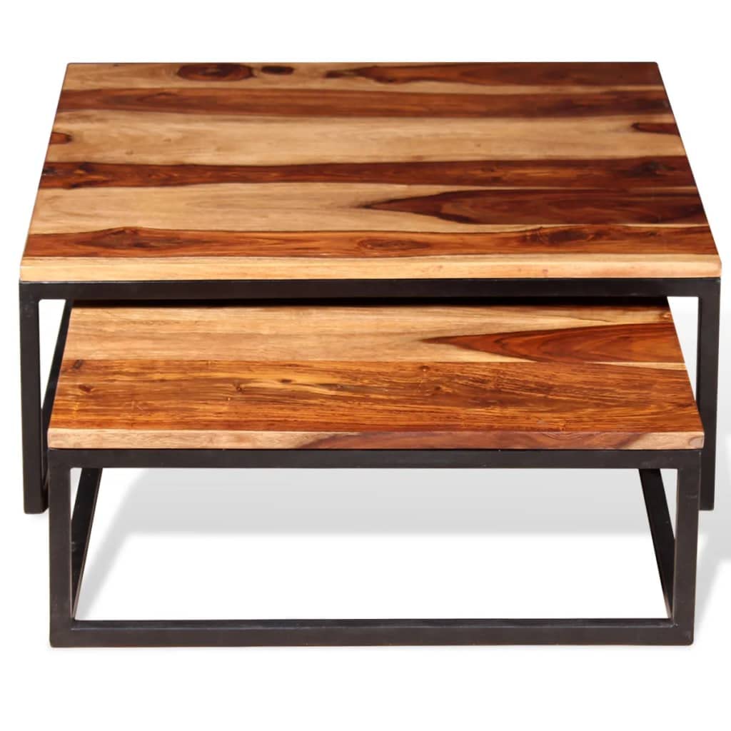 Two Piece Solid Sheesham Wood Nesting Coffee Table Set K94072