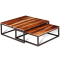 Two Piece Solid Sheesham Wood Nesting Coffee Table Set K94072
