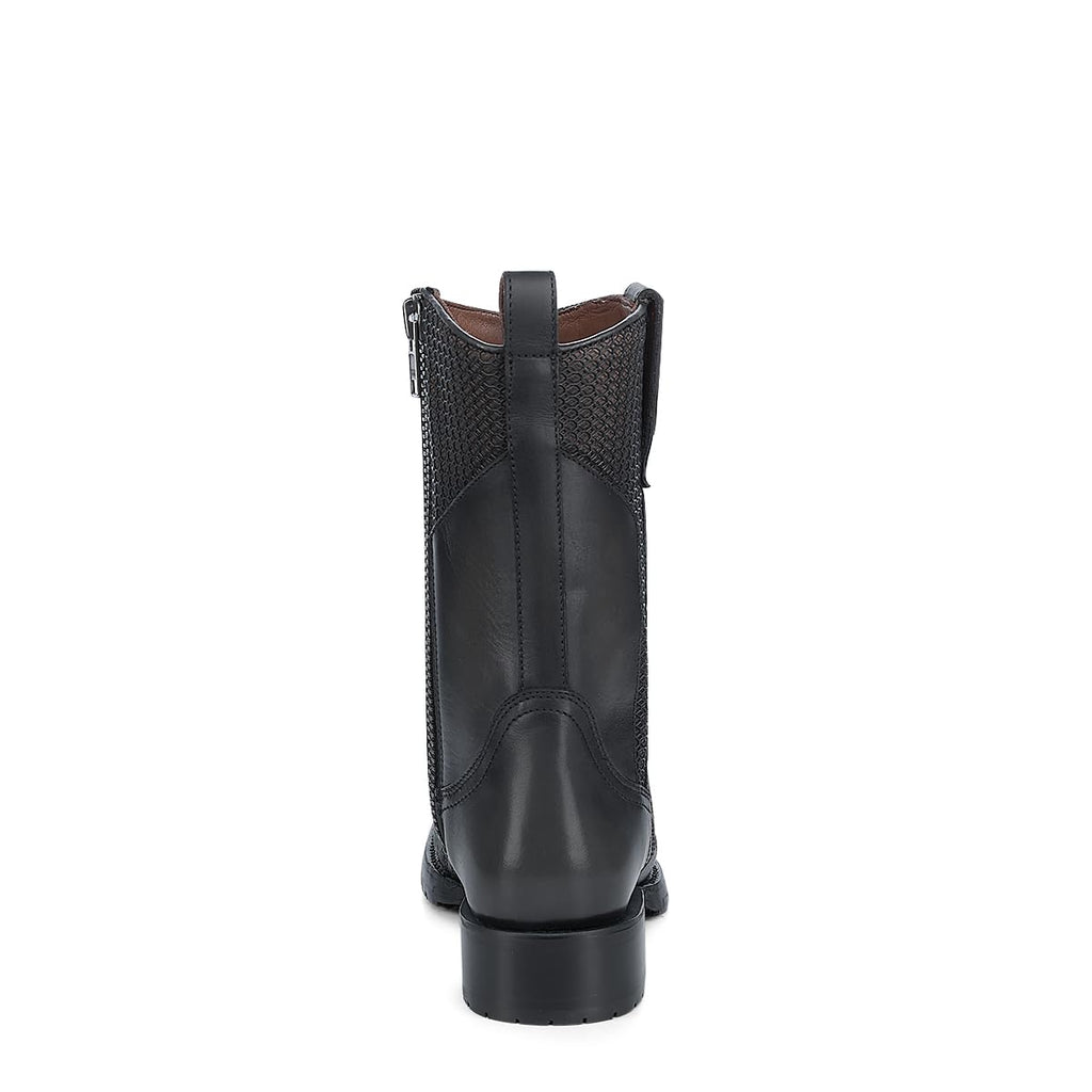 Dark gray Leather Side Zipper Western Boots M360