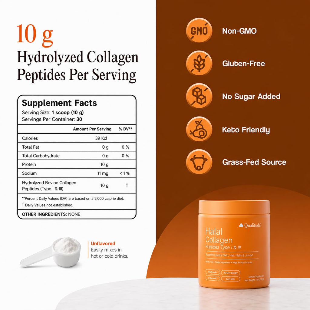 Halal Collagen Peptides Powder Grass-Fed Bovine Type I & III L841