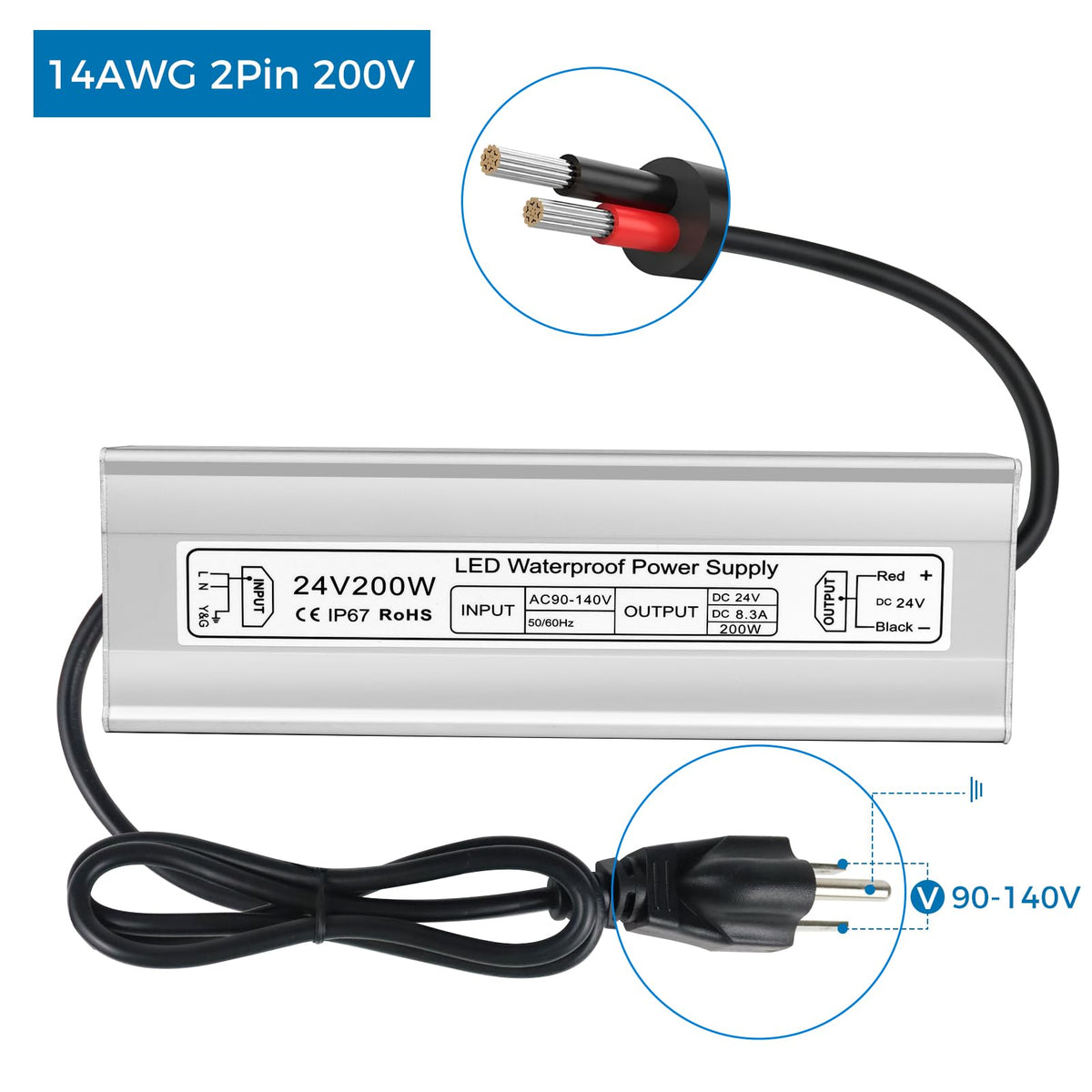 200W 24V IP67 Waterproof LED Driver D527