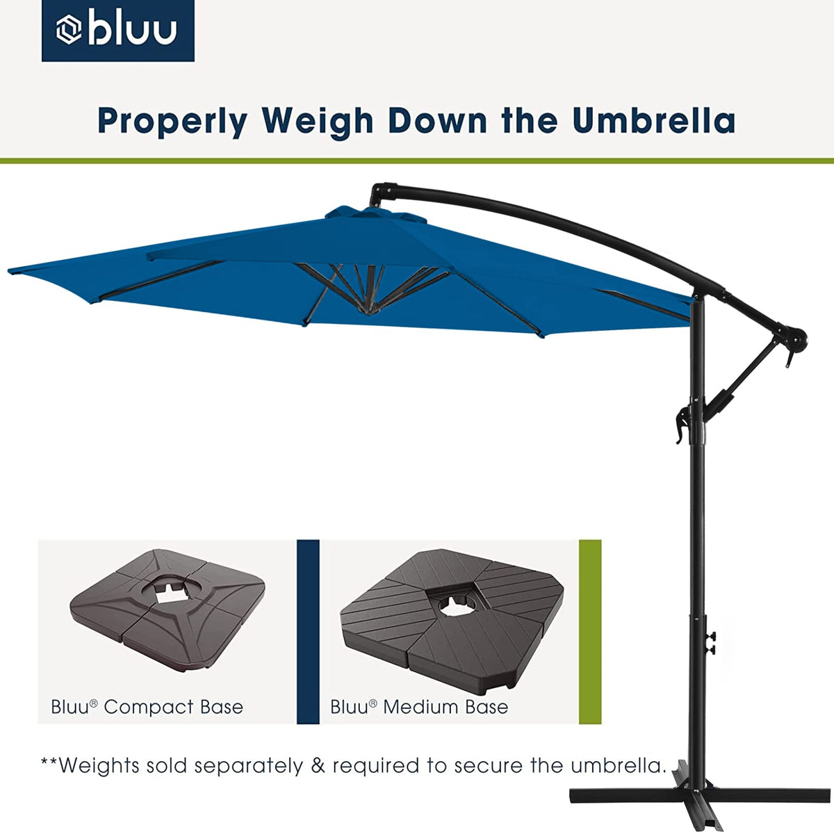 10 FT Patio Offset Umbrella with Infinite Tilt, Crank & Cross Base E7623