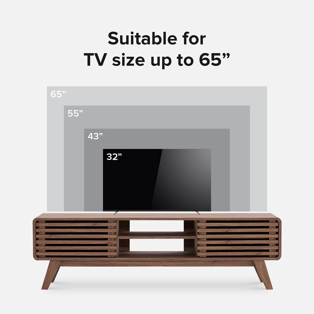 Walnut 59 inch TV Stand with Storage H9217