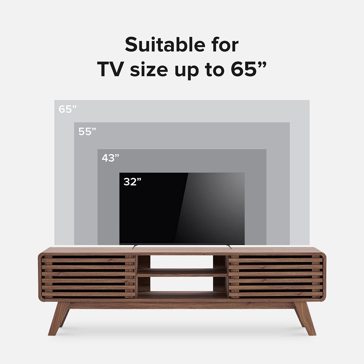 Walnut 59 inch TV Stand with Storage H9217