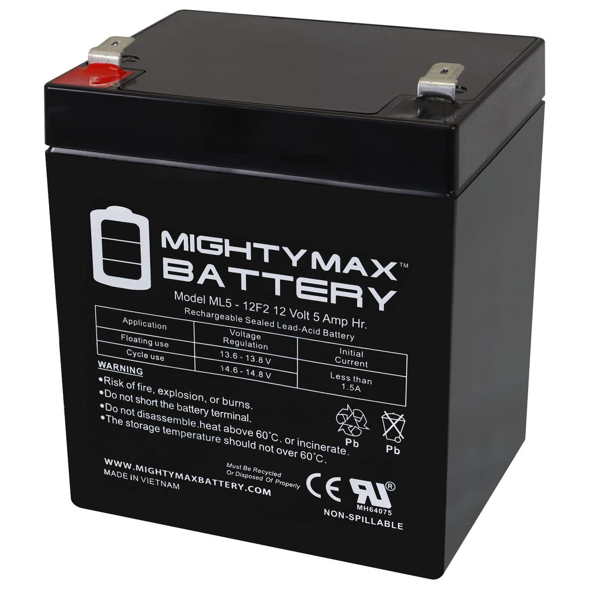 12 Volt 5 AH Rechargeable SLA AGM Battery S204159