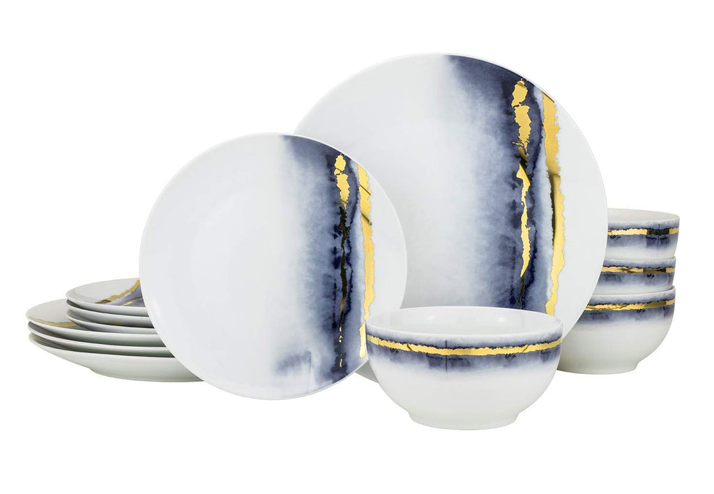 12-Piece Marble Porcelain Dinner Plates Set L310