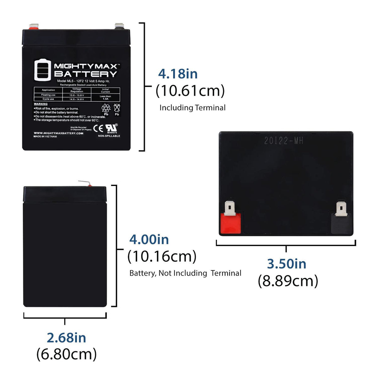 12 Volt 5 AH Rechargeable SLA AGM Battery S204159