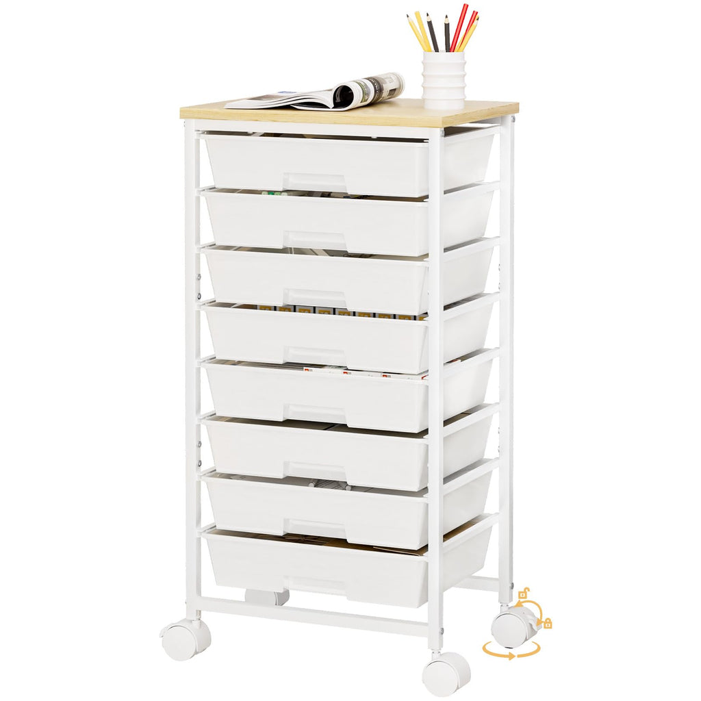 Rolling Storage Drawer Cart 8 Drawer Lockable Wheels J52647