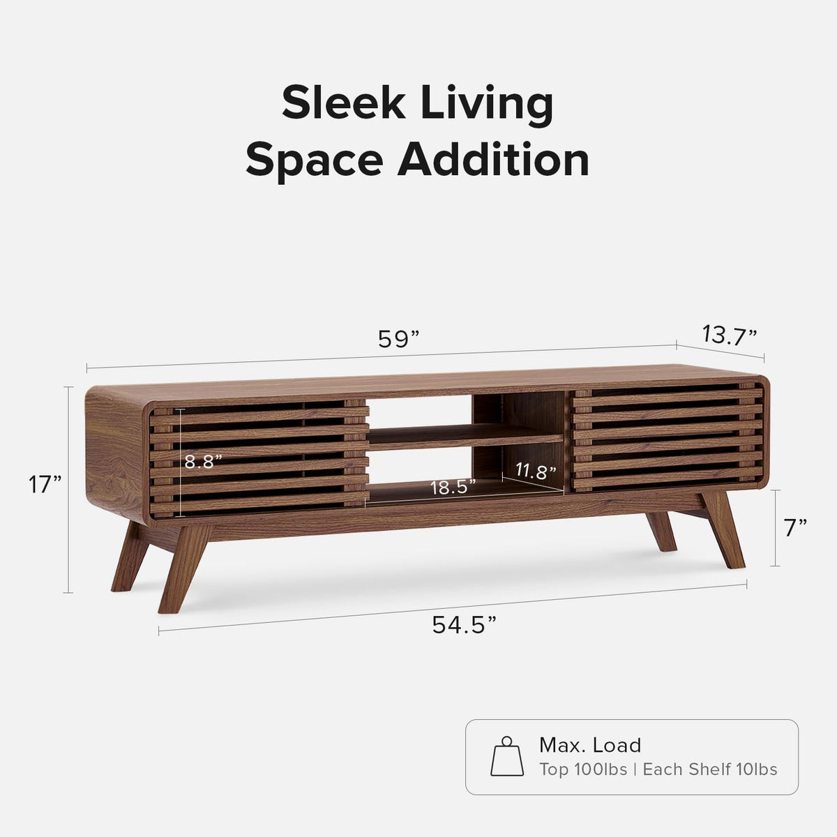 Walnut 59 inch TV Stand with Storage H9217