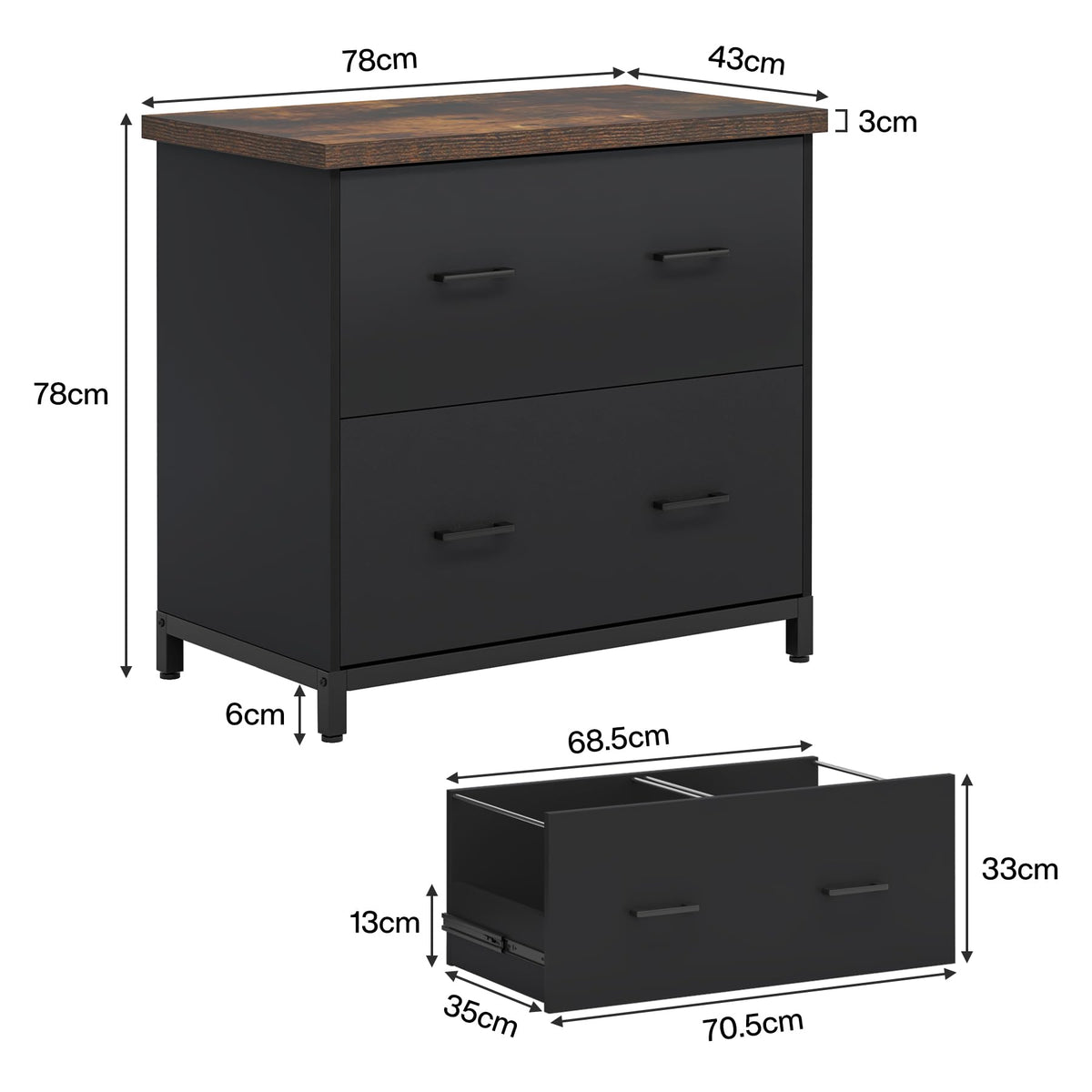 2-Drawer Wood File Cabinet P712339