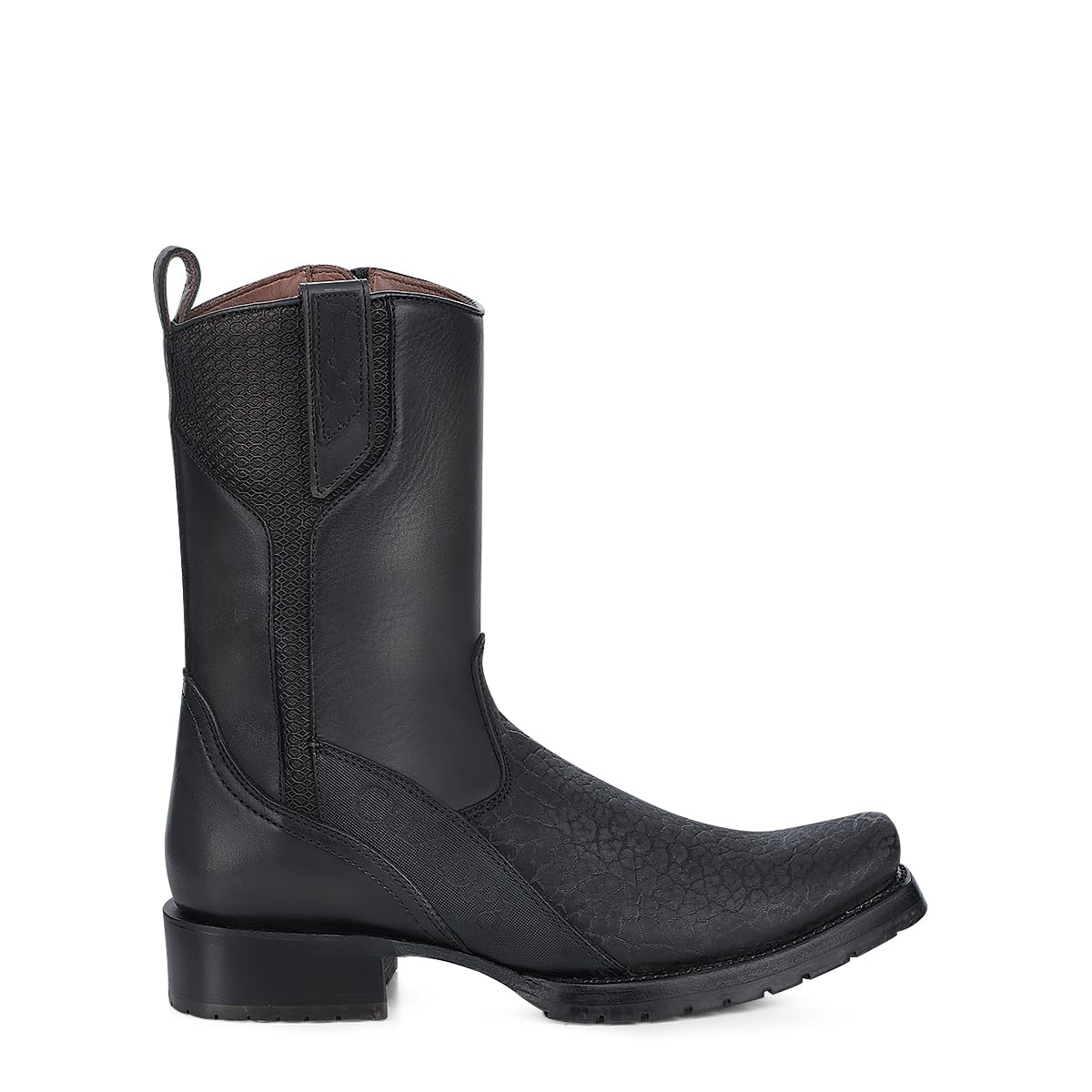 Dark gray Leather Side Zipper Western Boots M360