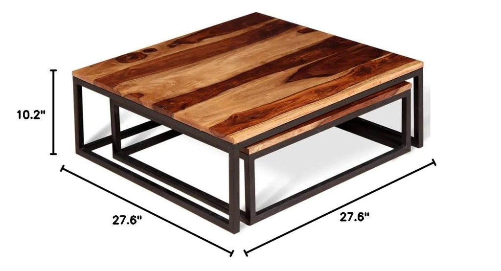 Two Piece Solid Sheesham Wood Nesting Coffee Table Set K94072
