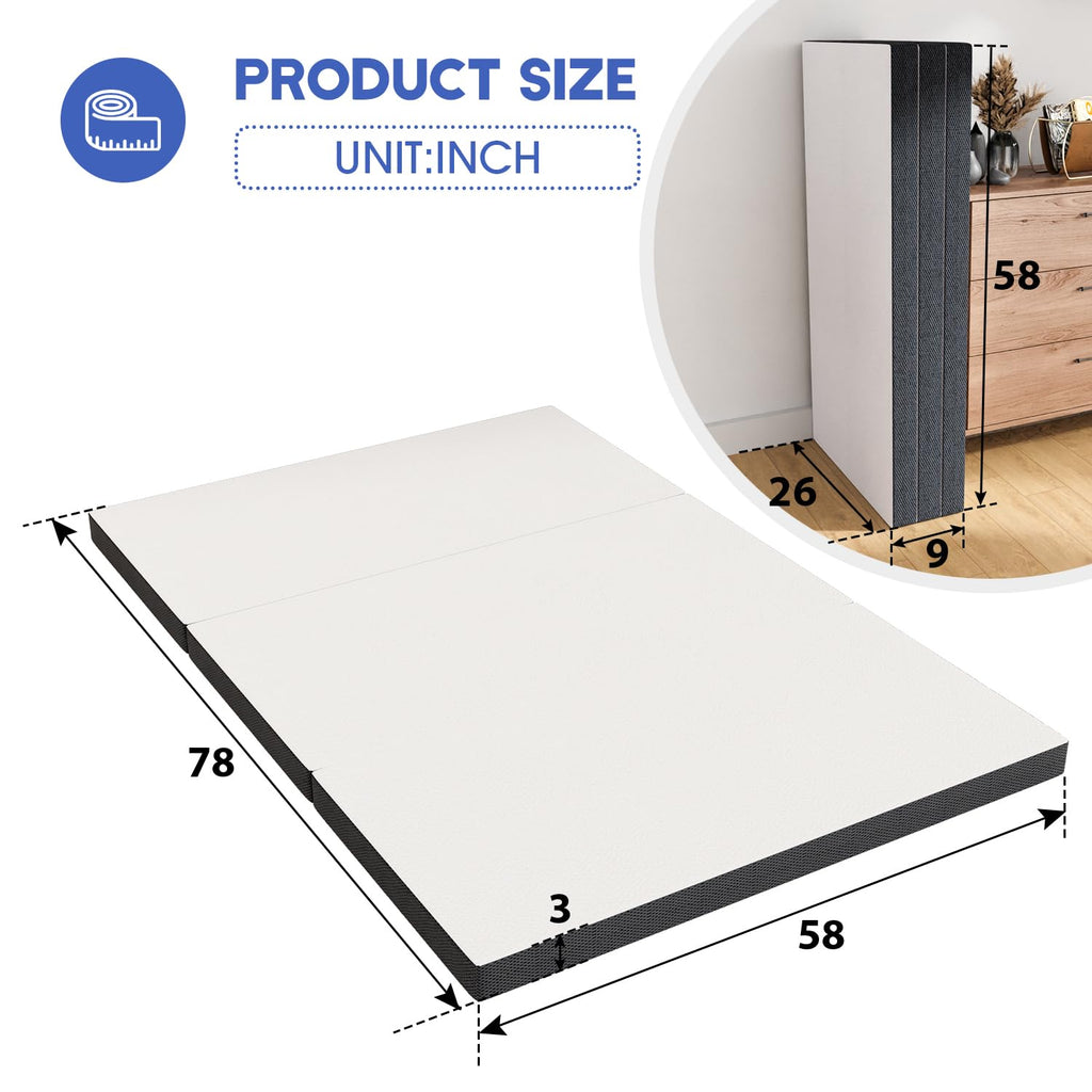3" Tri Folding Memory Foam Mattress Queen Medium Firm G9451