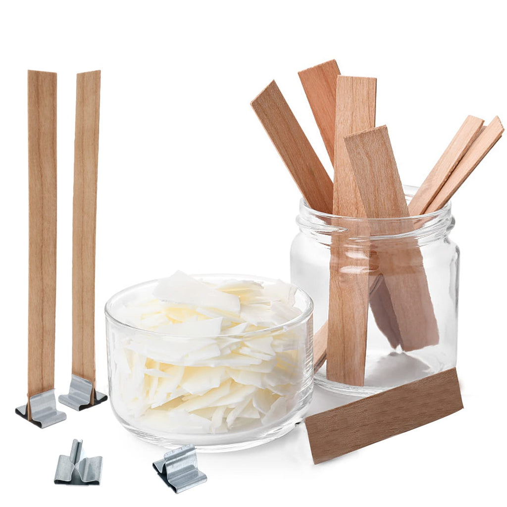 50PCS Crackling Wooden Candle Wicks with Metal Base M607