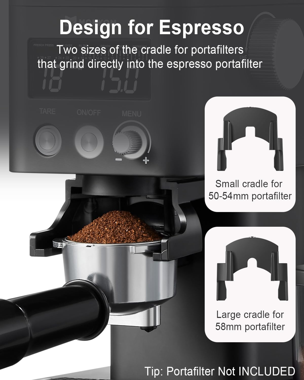Conical Burr Coffee Grinder with Scale, 31 Grind Settings, Stainless Steel, Black W626