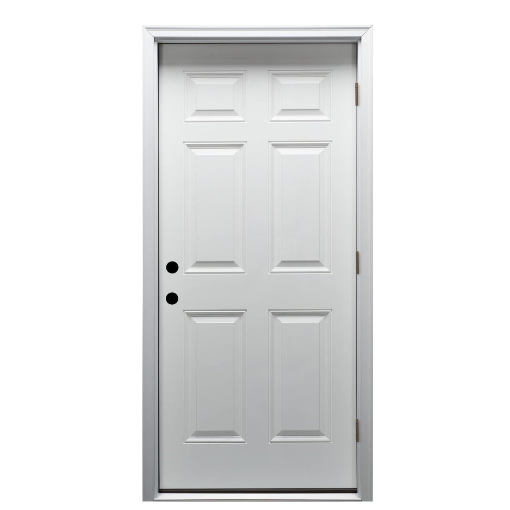 Primed Left Hand Outswing 6-Panel Steel Prehung Door 36"x80" B3368