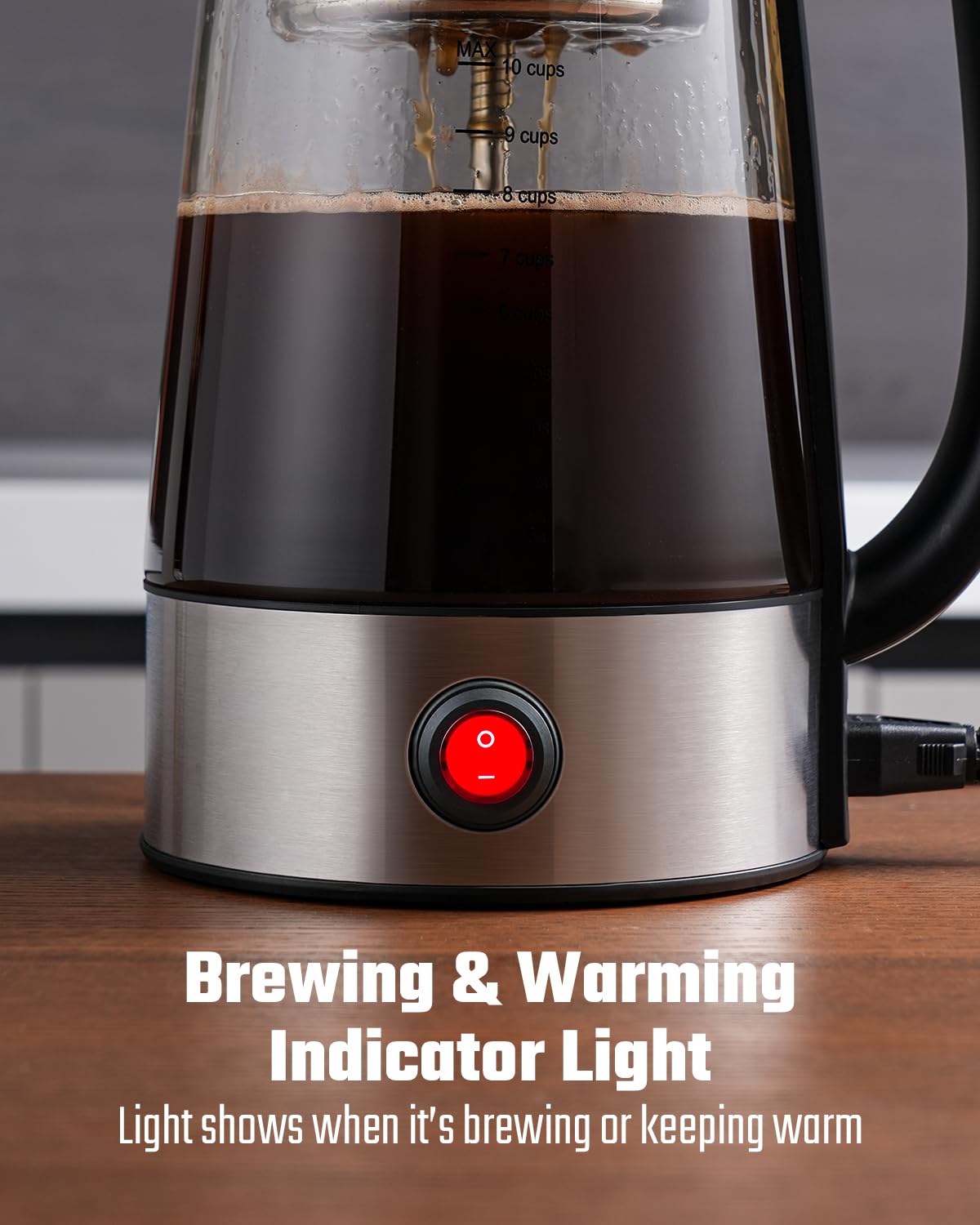10-Cup Electric Percolator Coffee Pot with Borosilicate Carafe C654576