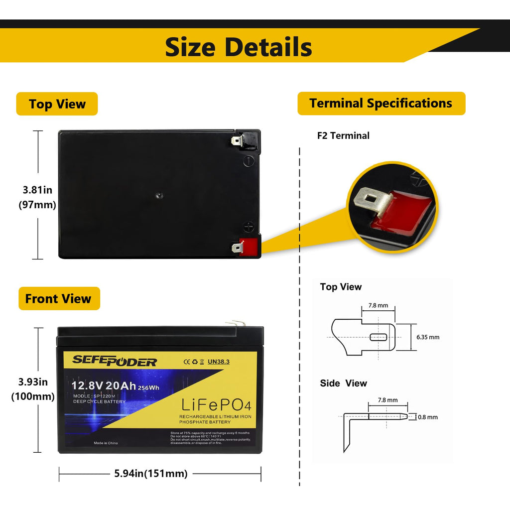 12V 20Ah Lithium LiFePO4 Deep Cycle Battery 2 Pack Z8350