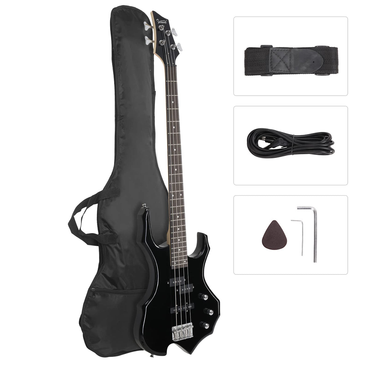 Electric Bass Guitar 4 Strings Full Size Right Hand with Bag N196