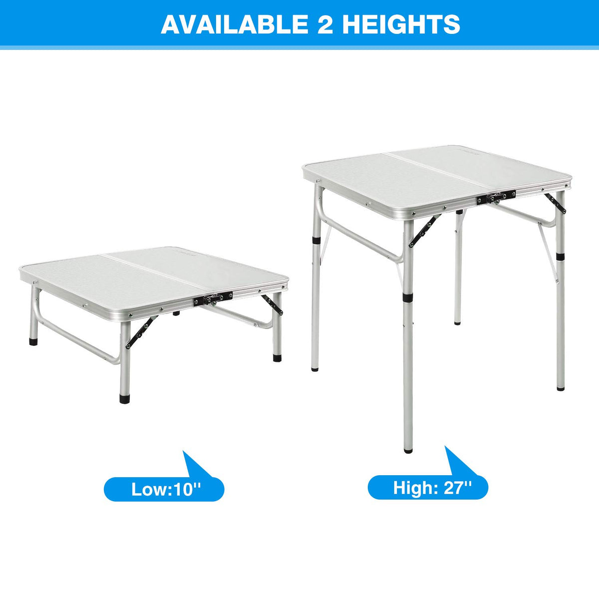 2 Foot Small Square Folding Table with Adjustable Height Y75145