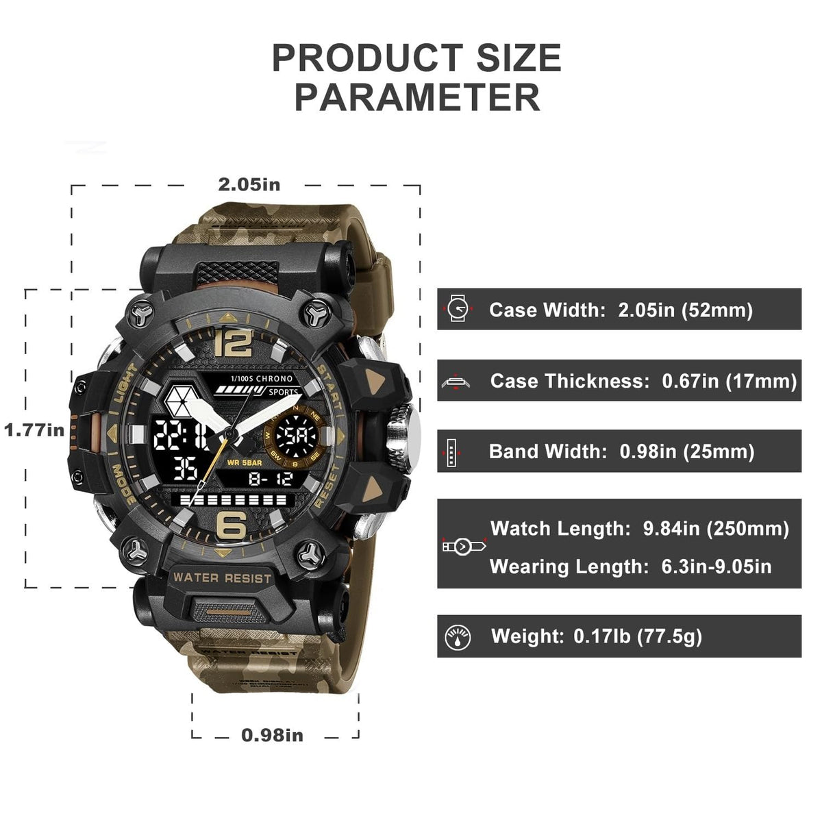 Water Resistant LED Digital Wrist Watch A111