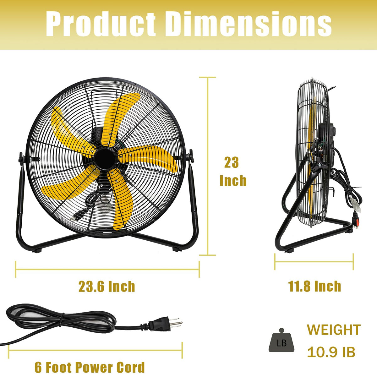 20 Inch 3-Speed High Velocity Floor Fan E926