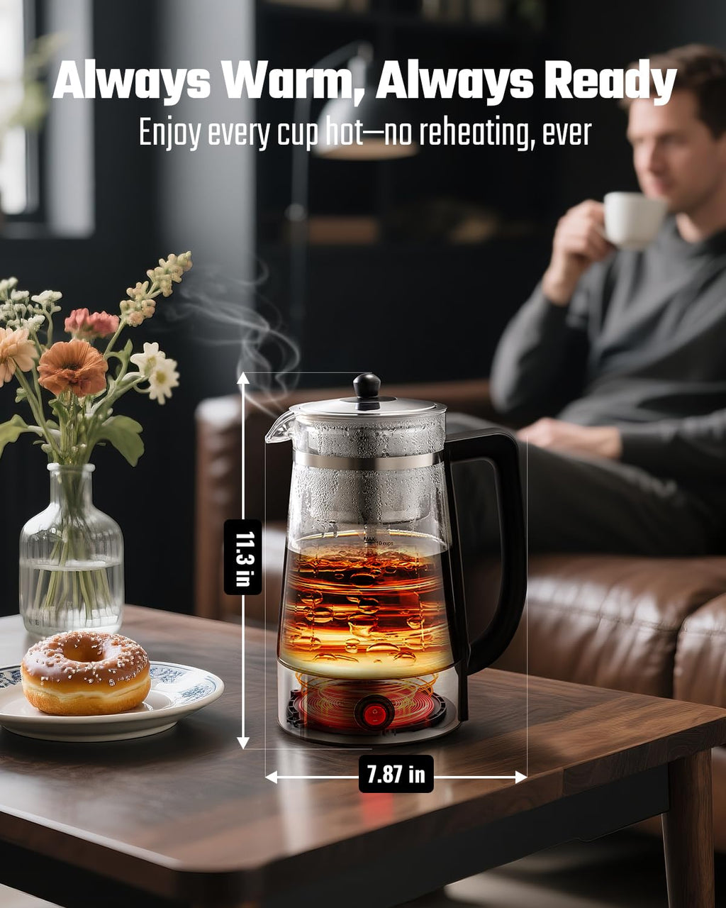 10-Cup Electric Percolator Coffee Pot with Borosilicate Carafe C654576