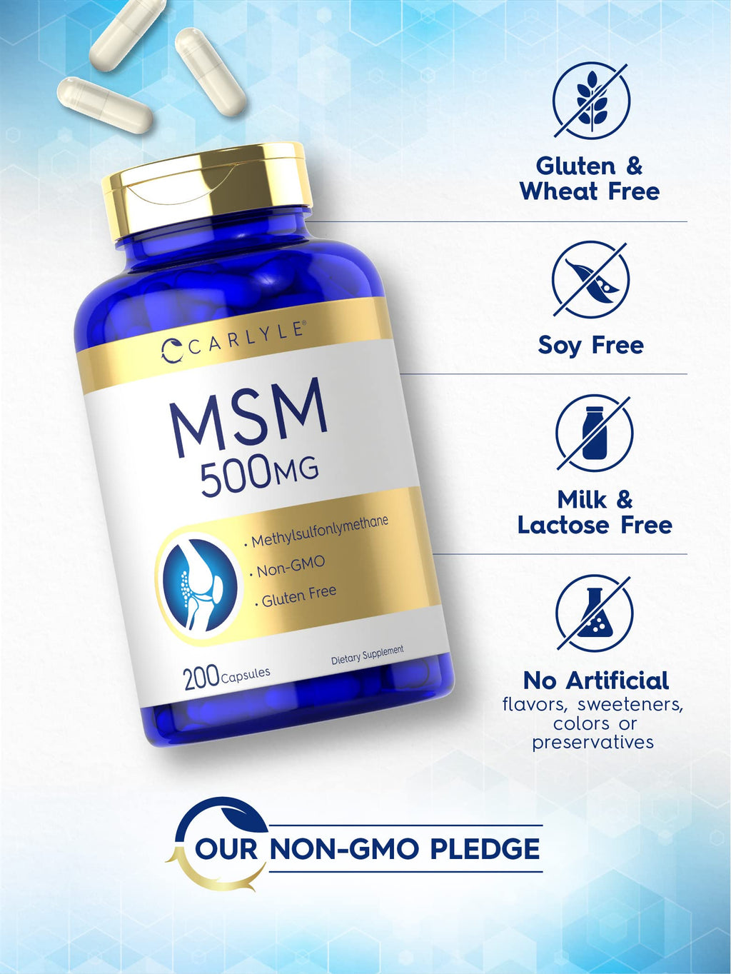 MSM Supplement Capsules 500mg 200 Count O670847