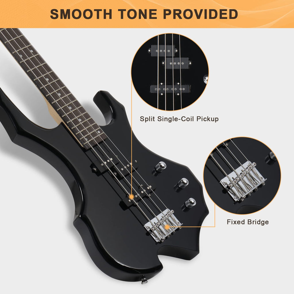 Electric Bass Guitar 4 Strings Full Size Right Hand with Bag N196