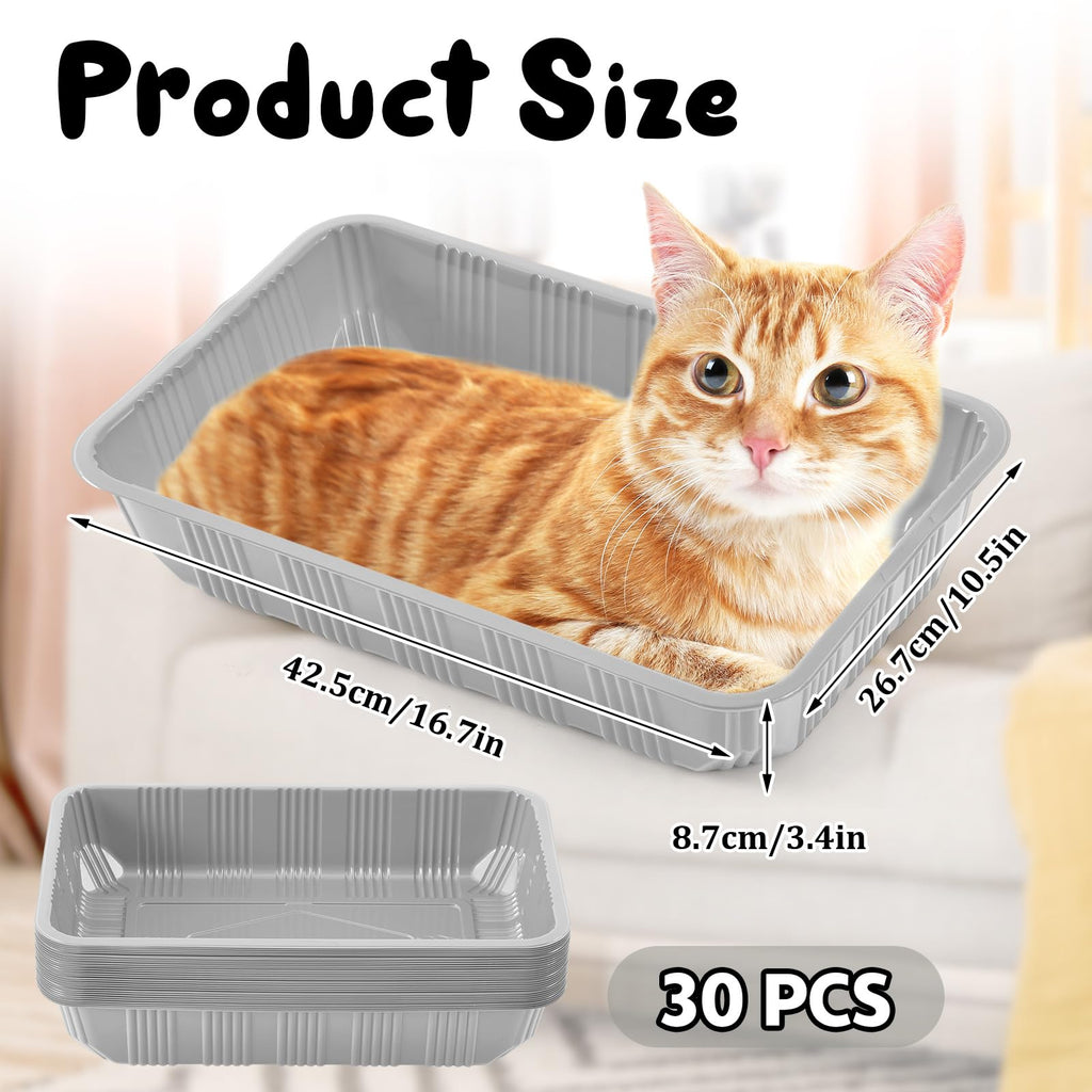 30 Pack Disposable Litter Boxes for Cats Gray T188989