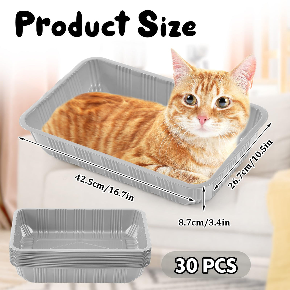 30 Pack Disposable Litter Boxes for Cats Gray T188989