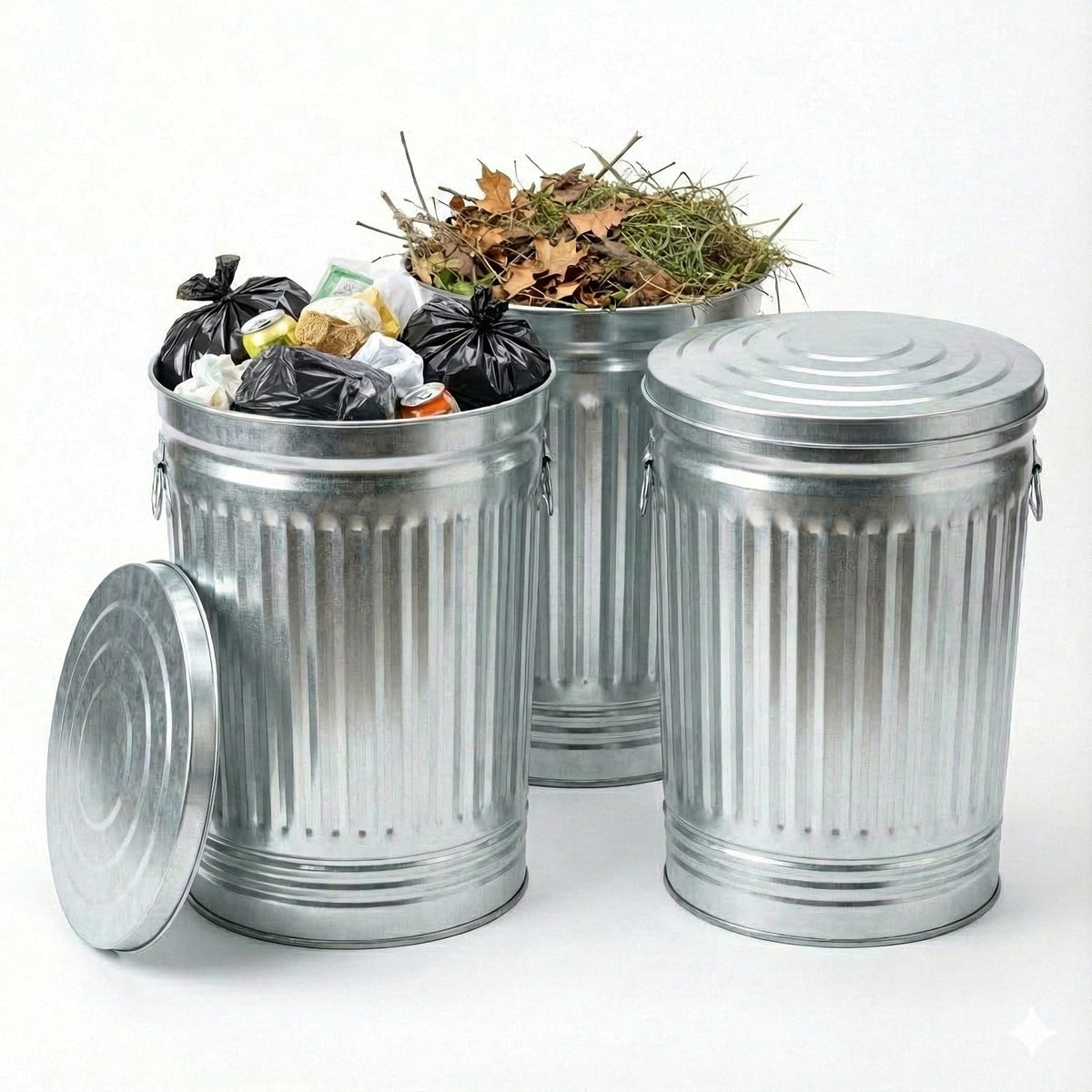 31 Gallon Galvanized Steel Metal Trash Can with Locking Lid W575784