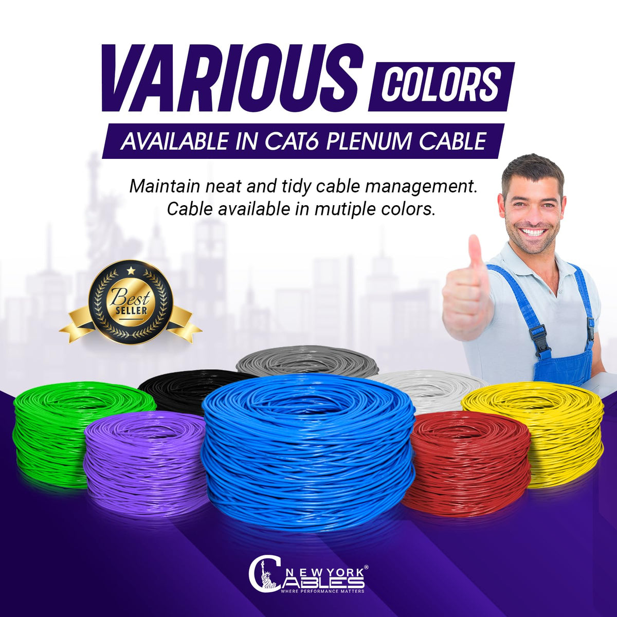 CAT6 Plenum Cable 1000ft 23AWG UTP 4Pairs 550MHz 10Gbps CMP Rated Blue B5319