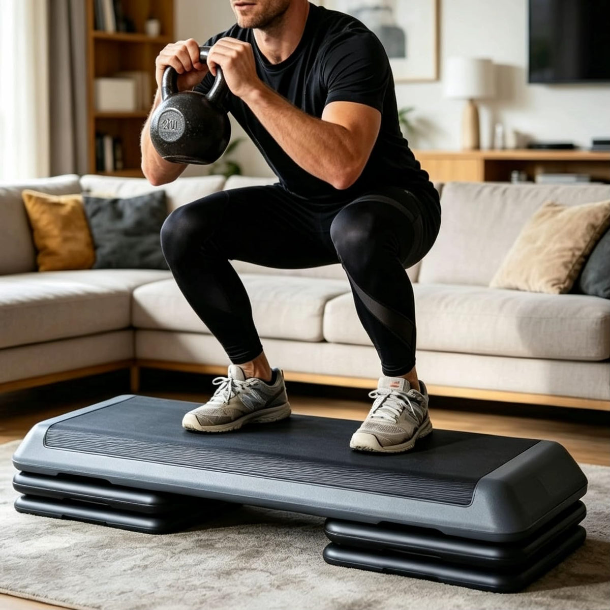 43 Inch Adjustable Aerobic Stepper with 3 Height Levels V54544