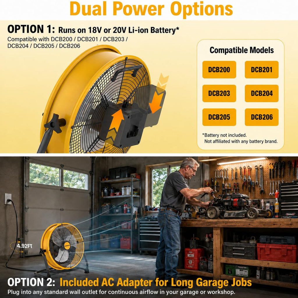 12" Battery Powered Cordless Floor Fan H368