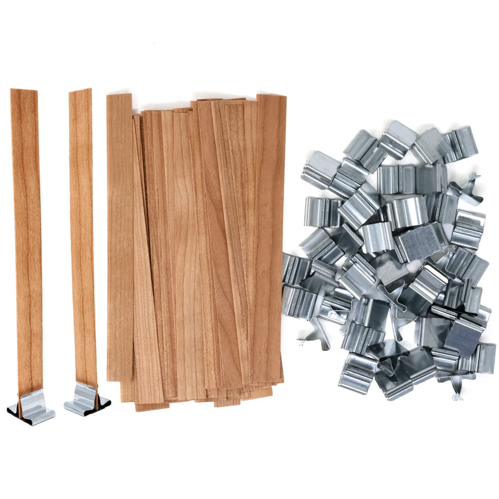 50PCS Crackling Wooden Candle Wicks with Metal Base M607