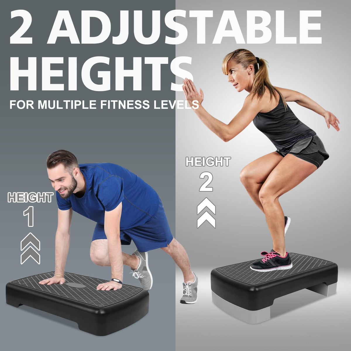 18'' Adjustable Aerobic Step Platform with 2 Risers M2787