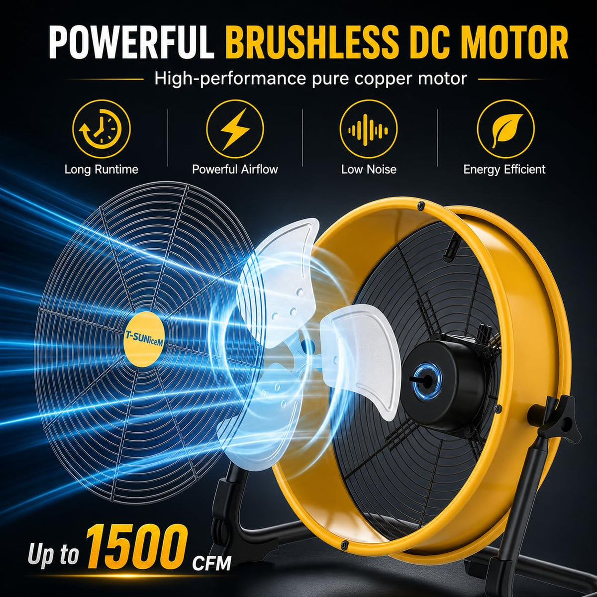 12" Battery Powered Cordless Floor Fan H368