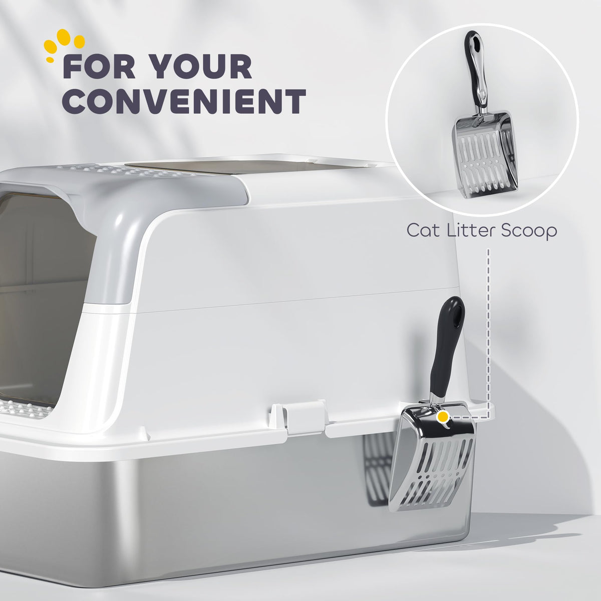 Extra Large Enclosed Stainless Steel Cat Litter Box E2543